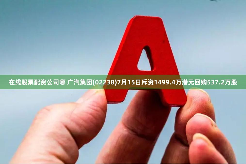 在线股票配资公司哪 广汽集团(02238)7月15日斥资1499.4万港元回购537.2万股